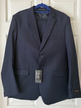 Azzuro Boys Size 18 Navy Single-Breasted Blazer and Pants Suit Two Buttons